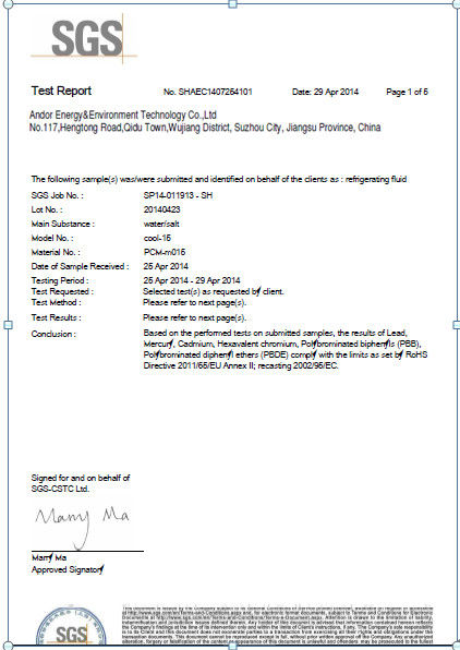 Porcellana Andores New Energy CO., Ltd Certificazioni